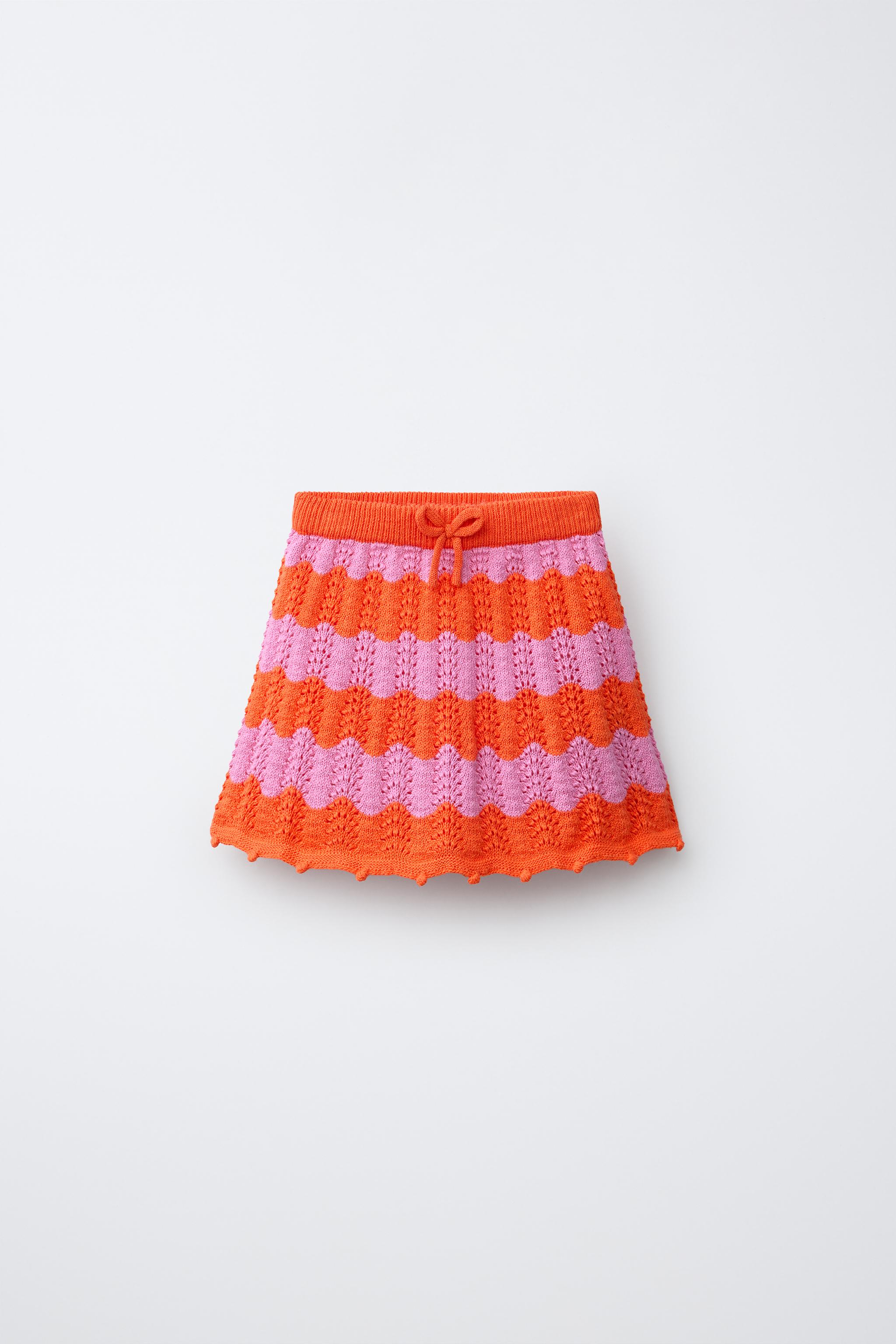STRIPED CROCHET KNIT SKIRT